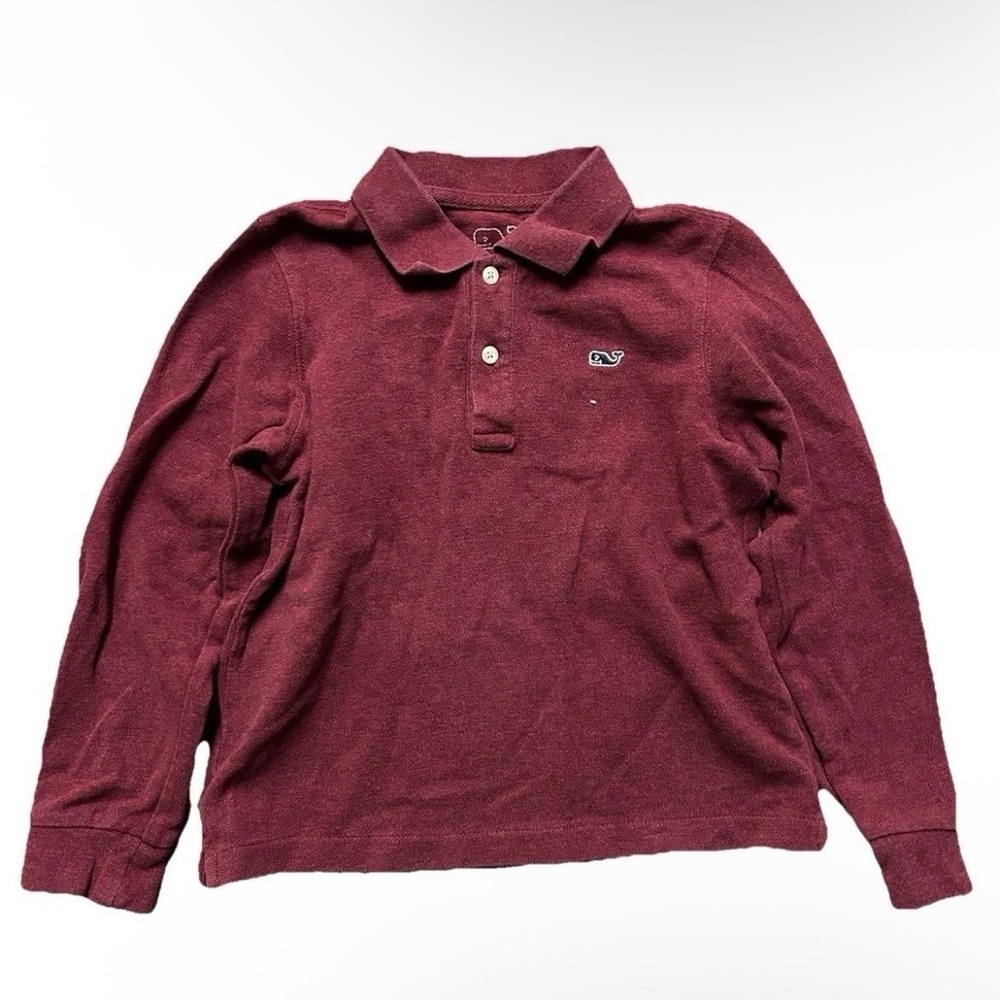 Vineyard Vines Toddler Boy Long Sleeve Maroon Polo Golf Shirt Size 4T